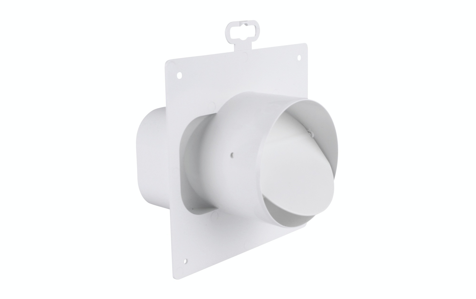 Adapter rund/eckig, Rohranschluss Ø 100 mm an Flachkanal 125, mit Rückstauklappe, weiß 1 Adapter rund/eckig, Rohranschluss Ø 100 mm an Flachkanal 125, mit Rückstauklappe, weiß
