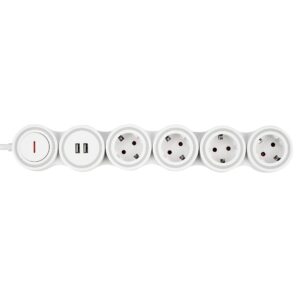 Steckdosenleiste S-Flex 4-fach mit Schalter und USB, 1,4m