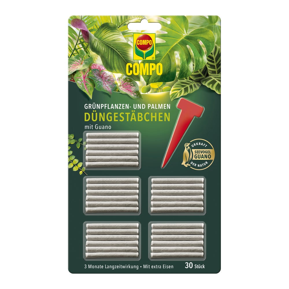 Grünpflanzen- und Palmen Düngestäbchen mit GUANO (30 Stäbchen) 1 Grünpflanzen- und Palmen Düngestäbchen mit GUANO (30 Stäbchen)