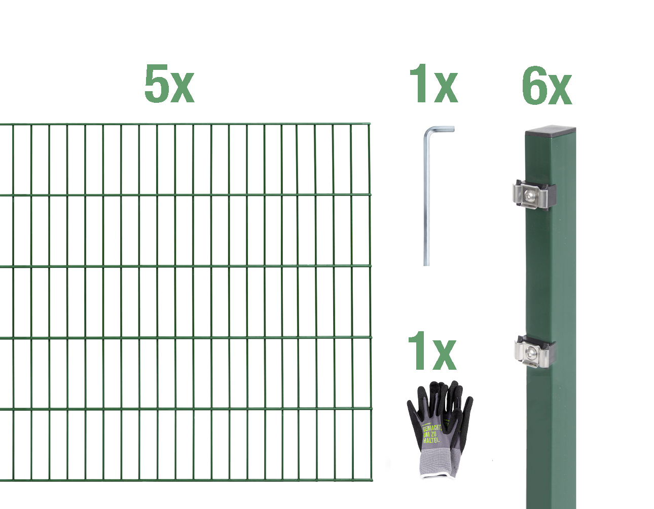Doppelstab-Zaunmatten-Grundset inkl. Handschuh 1 Doppelstab-Zaunmatten-Grundset inkl. Handschuh
