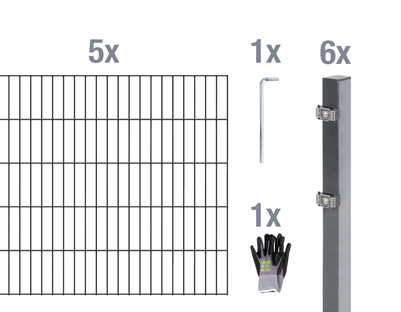 Doppelstab-Zaunmatten-Grundset inkl. Handschuh 1 Doppelstab-Zaunmatten-Grundset inkl. Handschuh