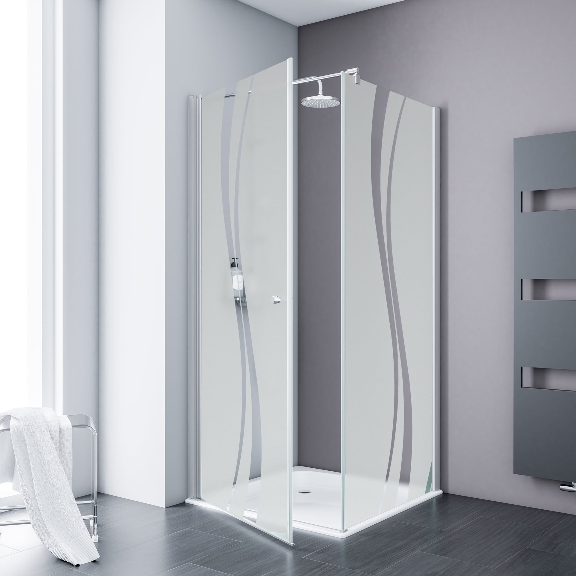 ExpressPlus Alexa Style 2.0 Drehtür mit Seitenwand + Duschwanne, alu-natur 1 ExpressPlus Alexa Style 2.0 Drehtür mit Seitenwand + Duschwanne, alu-natur