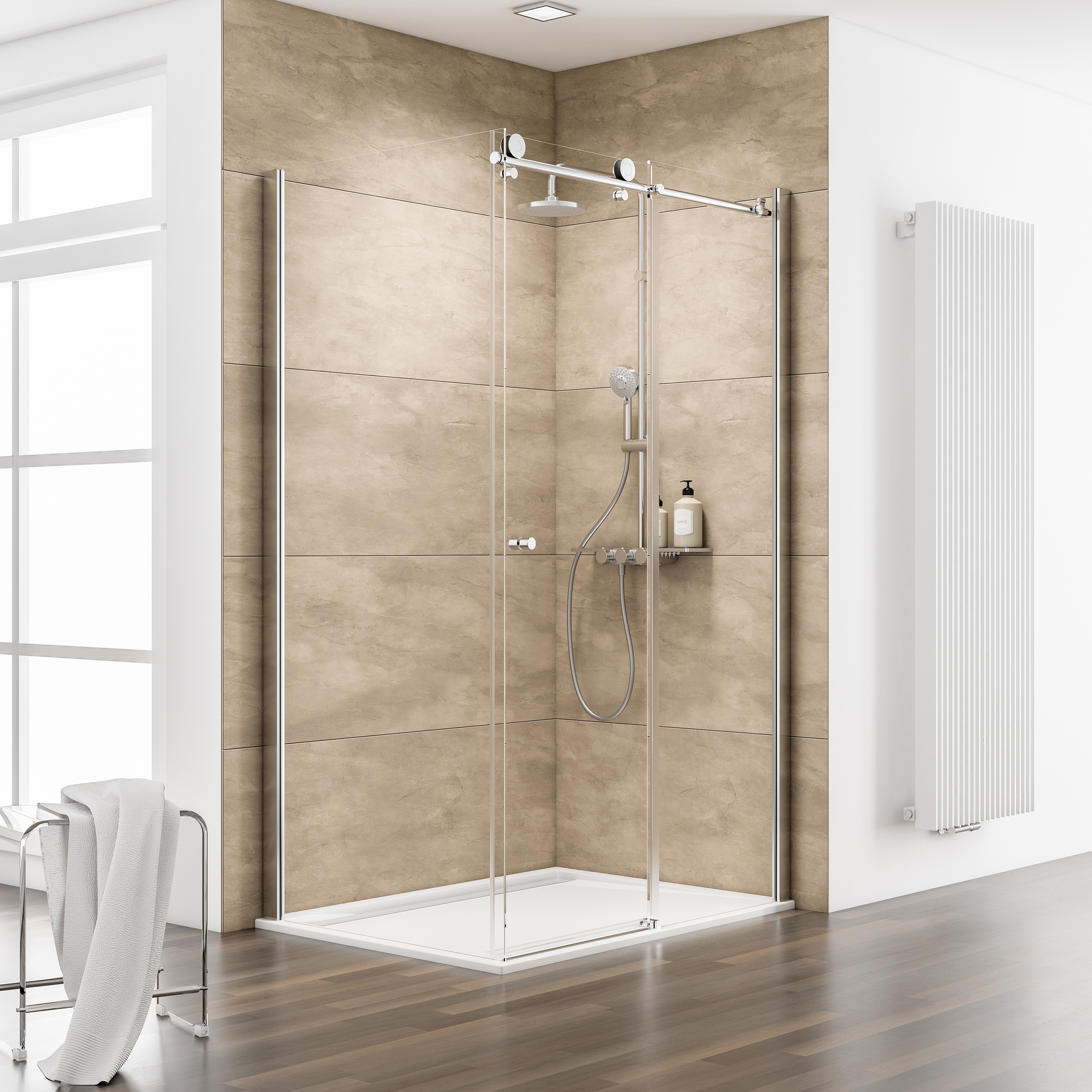 ExpressPlus MasterClass Eckdusche mit Seitenwand + Duschwanne, 90x120x200cm 1 ExpressPlus MasterClass Eckdusche mit Seitenwand + Duschwanne, 90x120x200cm