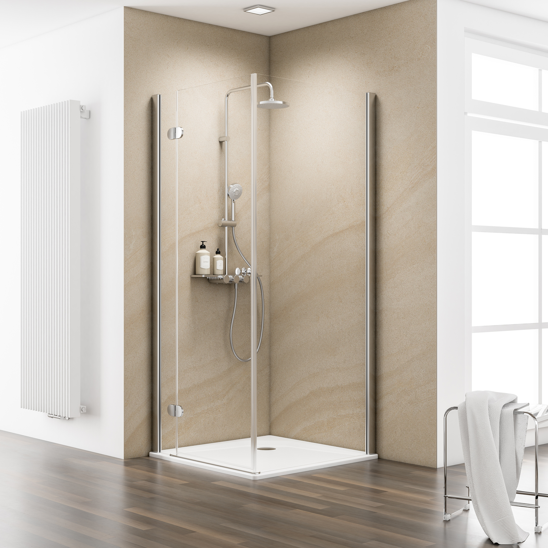ExpressPlus MasterClass Eckdusche mit Seitenwand + Duschwanne, 90x90x200cm 1 ExpressPlus MasterClass Eckdusche mit Seitenwand + Duschwanne, 90x90x200cm