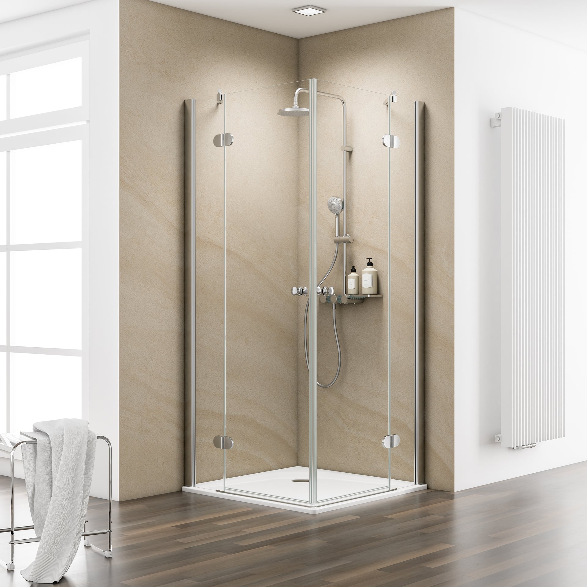 ExpressPlus MasterClass Eckdusche mit Nebenteil + Duschwanne, 90x90x200cm 1 ExpressPlus MasterClass Eckdusche mit Nebenteil + Duschwanne, 90x90x200cm