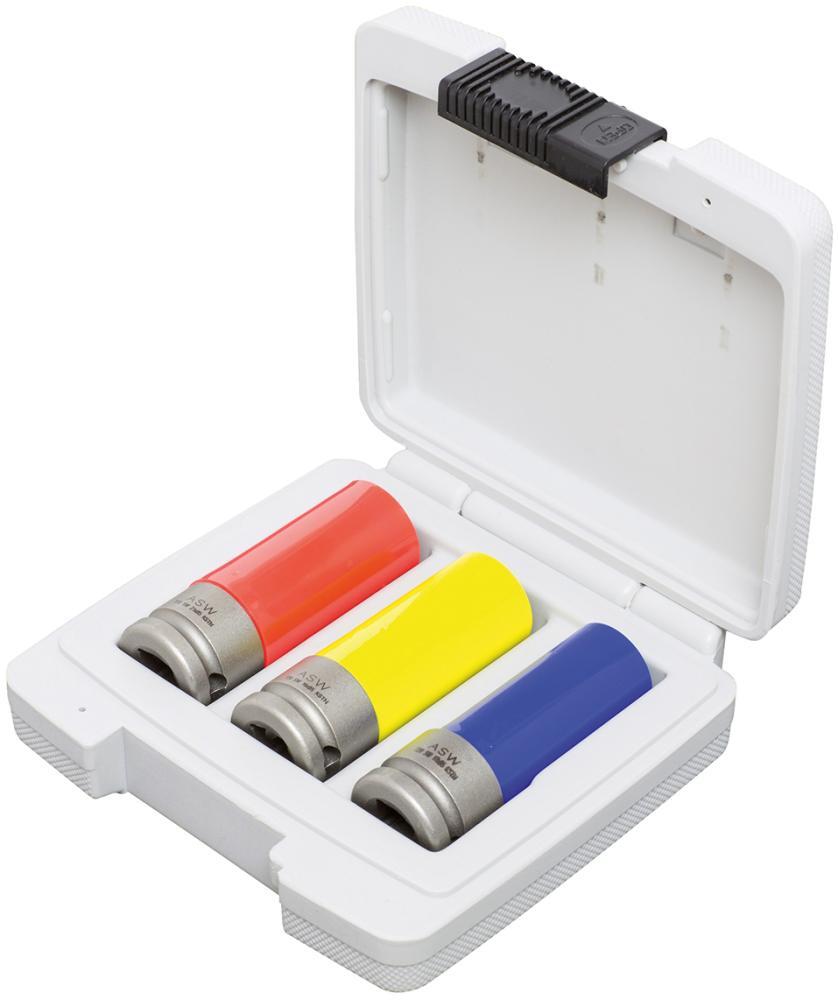 Kraft- Steckschlüsseleinsatz- Satz mit Kunststoff-Hülse1/2" 3-te 1 Kraft- Steckschlüsseleinsatz- Satz mit Kunststoff-Hülse1/2" 3-te