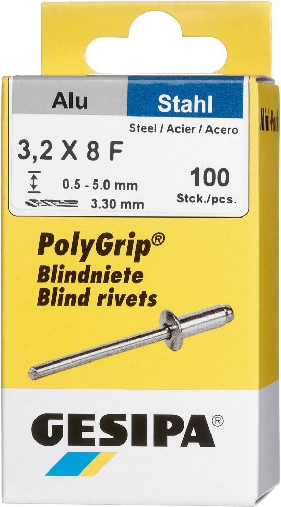 Mini-Pack PolyGrip Alu/Stahl 3,2 x 8 Gesipa 1 Mini-Pack PolyGrip Alu/Stahl 3,2 x 8 Gesipa