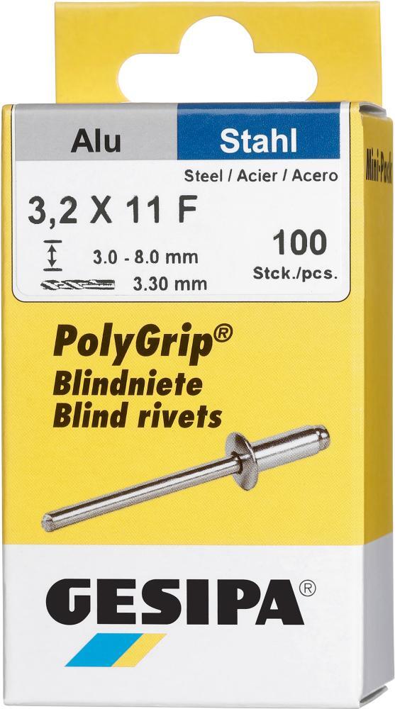 Mini-Pack PolyGrip Alu/Stahl 3,2 x 11 Gesipa 1 Mini-Pack PolyGrip Alu/Stahl 3,2 x 11 Gesipa