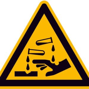 Warnschild Folie 200 mm ätzende Stoffe