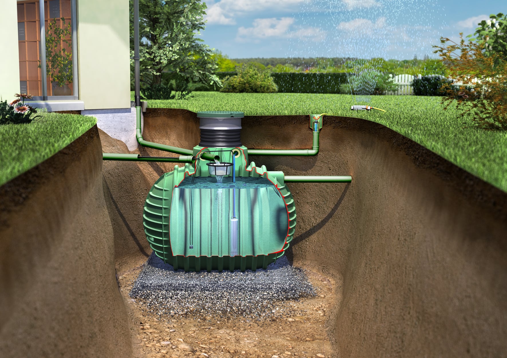 CRISTALL Regenwasser-Erdtank Garten PROline 1600L 1 CRISTALL Regenwasser-Erdtank Garten PROline 1600L
