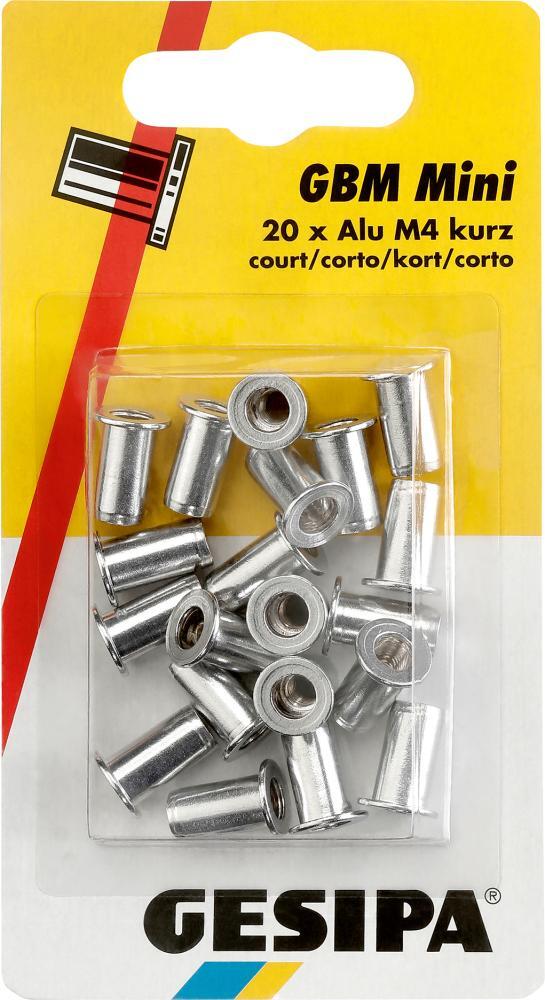 Blindnietmuttern Alu im Mini-Pack M4 kurz GESIPA 1 Blindnietmuttern Alu im Mini-Pack M4 kurz GESIPA