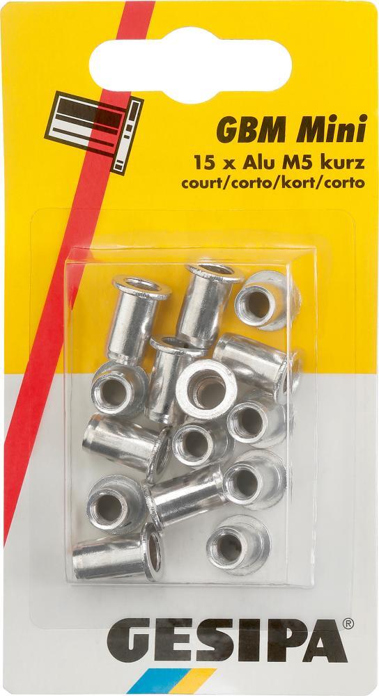 Blindnietmuttern Alu im Mini-Pack M5 kurz GESIPA 1 Blindnietmuttern Alu im Mini-Pack M5 kurz GESIPA