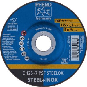 Schruppscheibe gekröpft PSFSTEELOX 125x7mm PFERD
