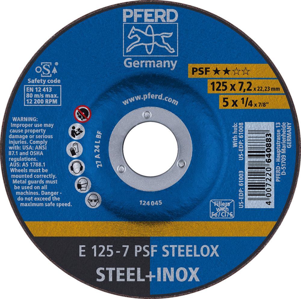 Schruppscheibe gekröpft PSFSTEELOX 180x7mm PFERD 1 Schruppscheibe gekröpft PSFSTEELOX 180x7mm PFERD