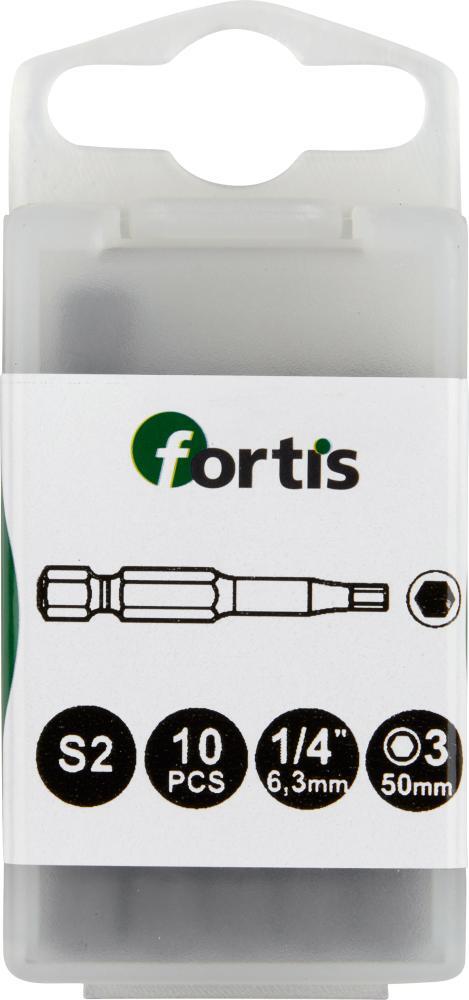 Bit 1/4" DIN3126 E6,3 Hex 4 x50mm 10Stk.FORTIS 1 Bit 1/4" DIN3126 E6,3 Hex 4 x50mm 10Stk.FORTIS