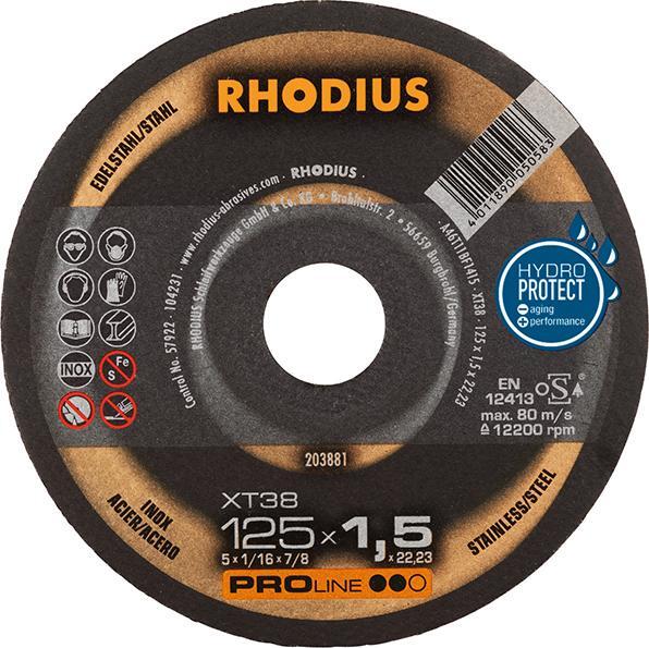 Trennscheibe XT38 125 x 1,5mm ger. Rhodius 1 Trennscheibe XT38 125 x 1,5mm ger. Rhodius