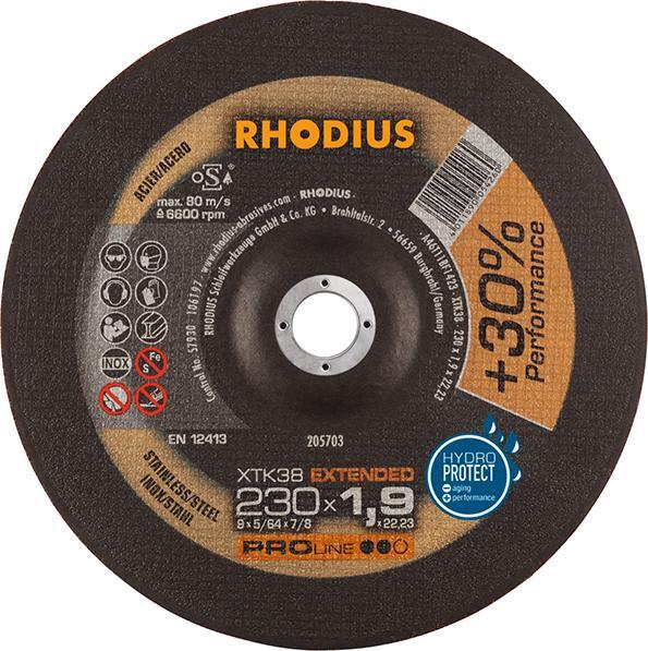 Trennscheibe XTK38 230 x 1,9mm gekr. Rhodius 1 Trennscheibe XTK38 230 x 1,9mm gekr. Rhodius