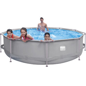 Stahlrahmenpool-Set mit Filterpumpe, grau