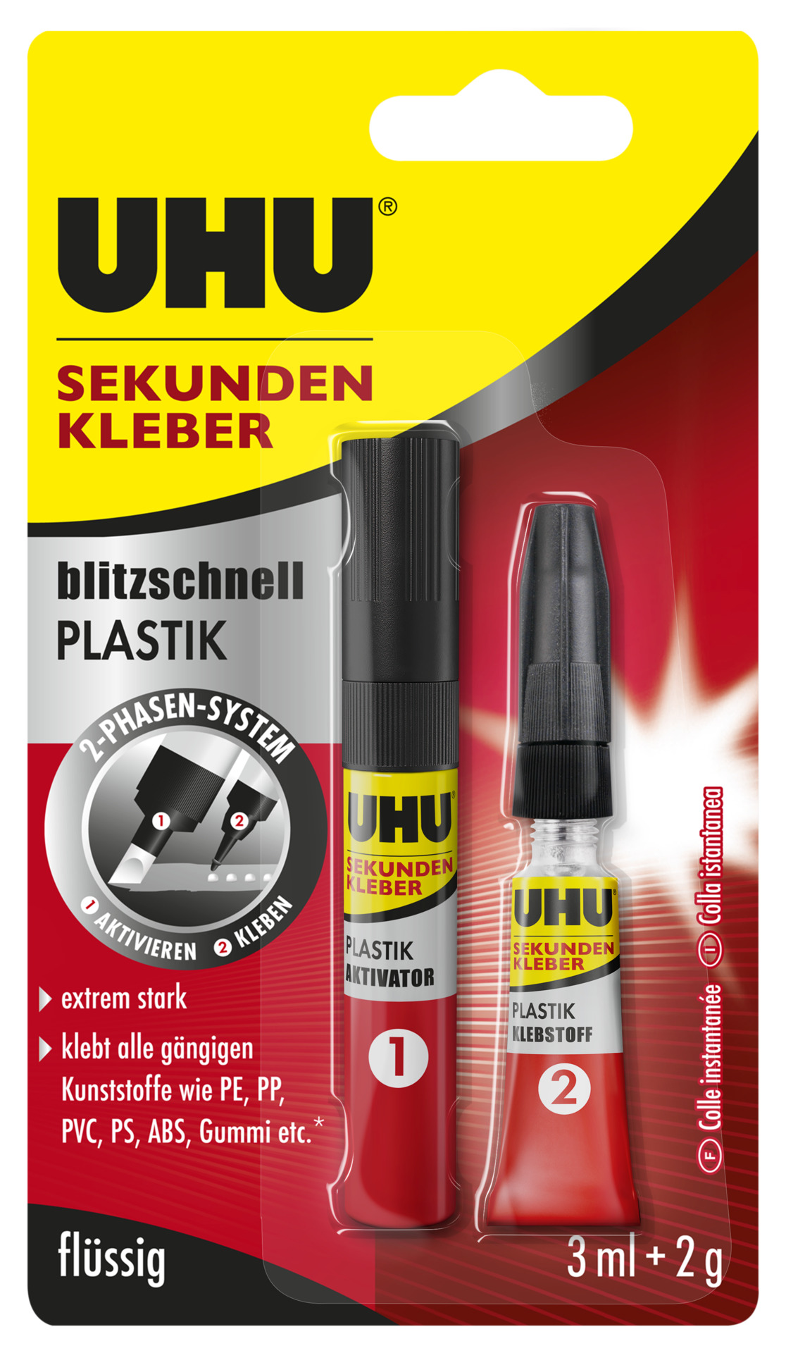 SEKUNDENKLEBER PLASTIK Blister 2 g + 3 ml