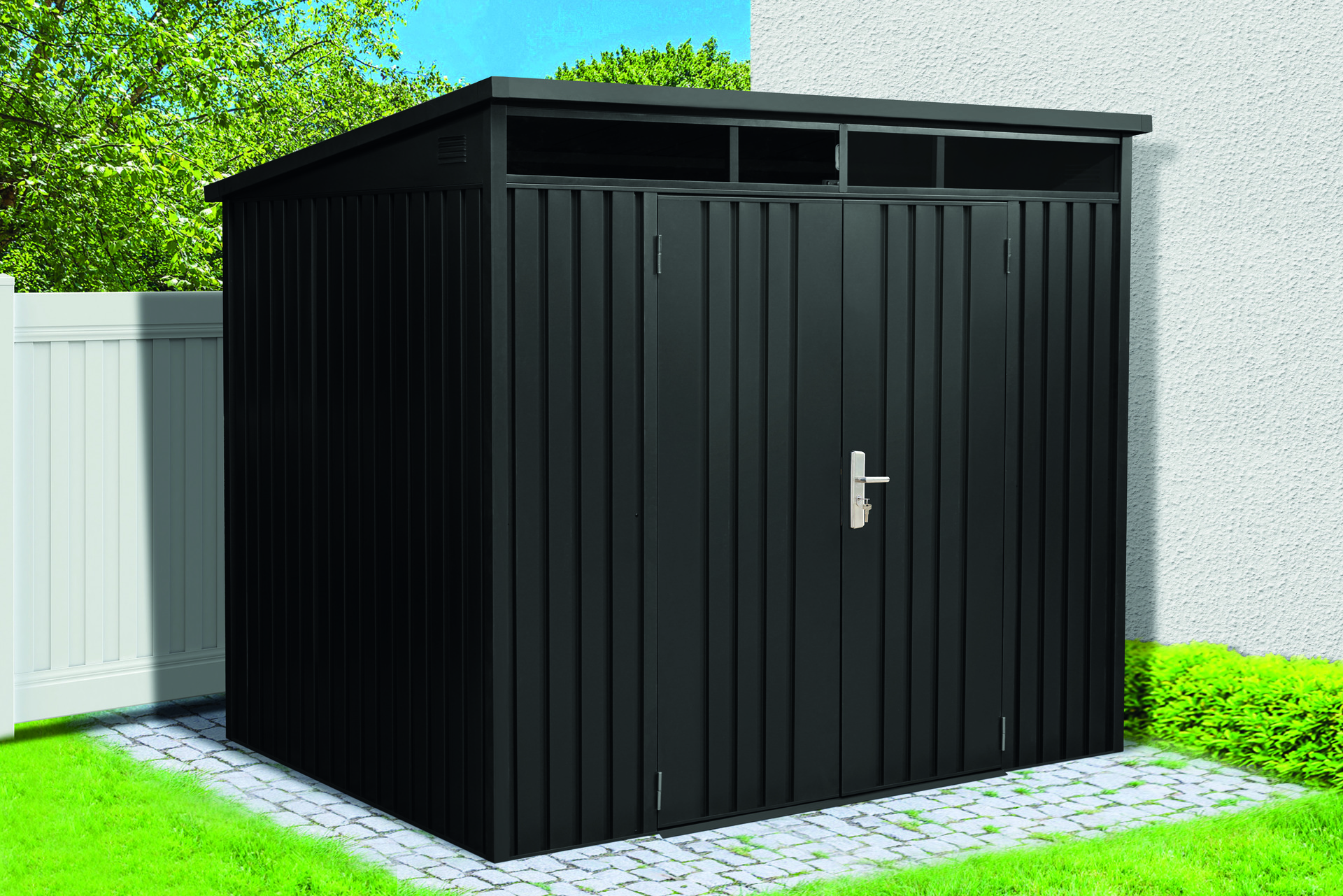 Premium Geräte-Pultdachhaus anthrazit 1 Premium Geräte-Pultdachhaus anthrazit