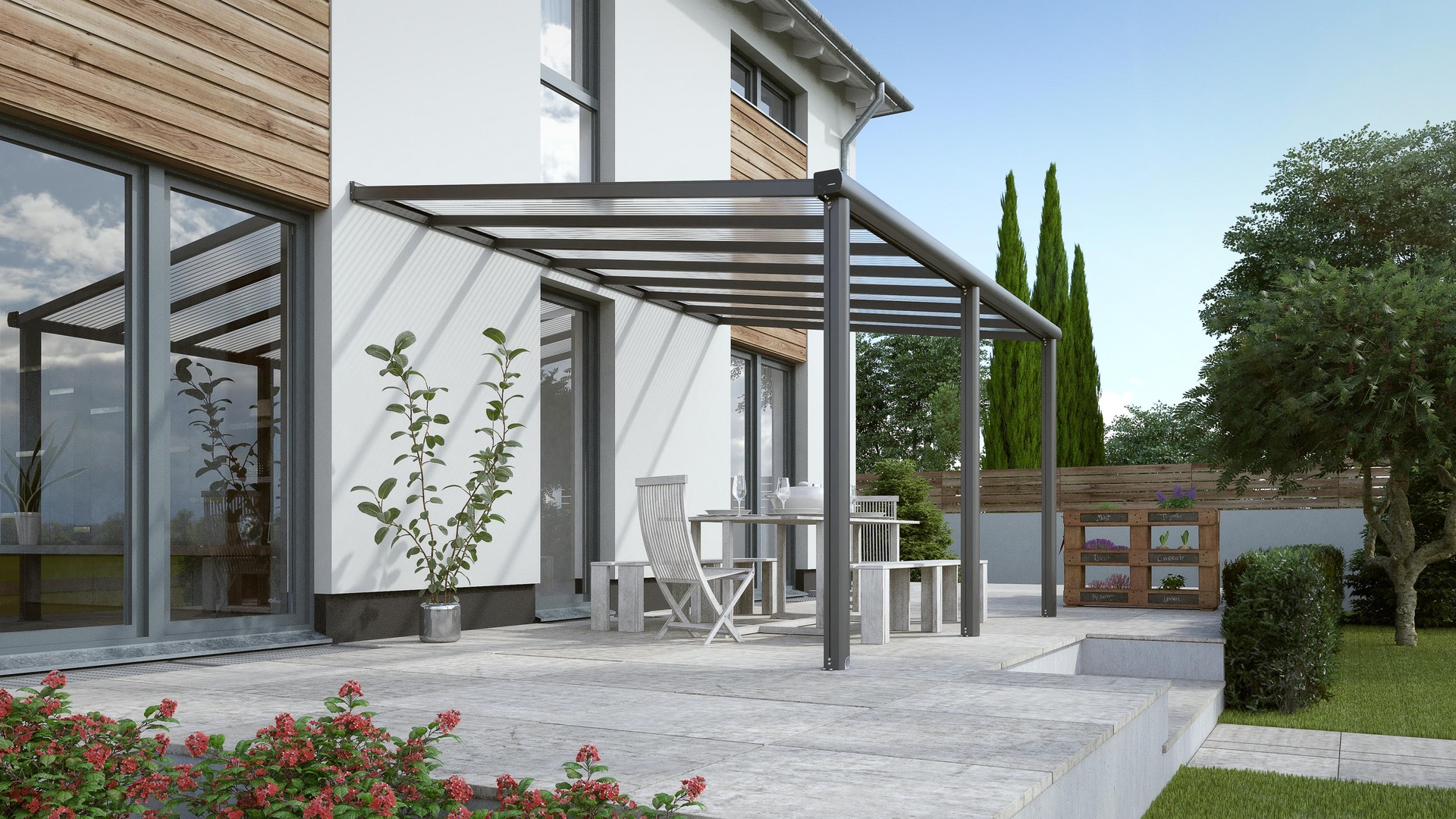Terrassenüberdachung Compact Line anthrazit 1 Terrassenüberdachung Compact Line anthrazit