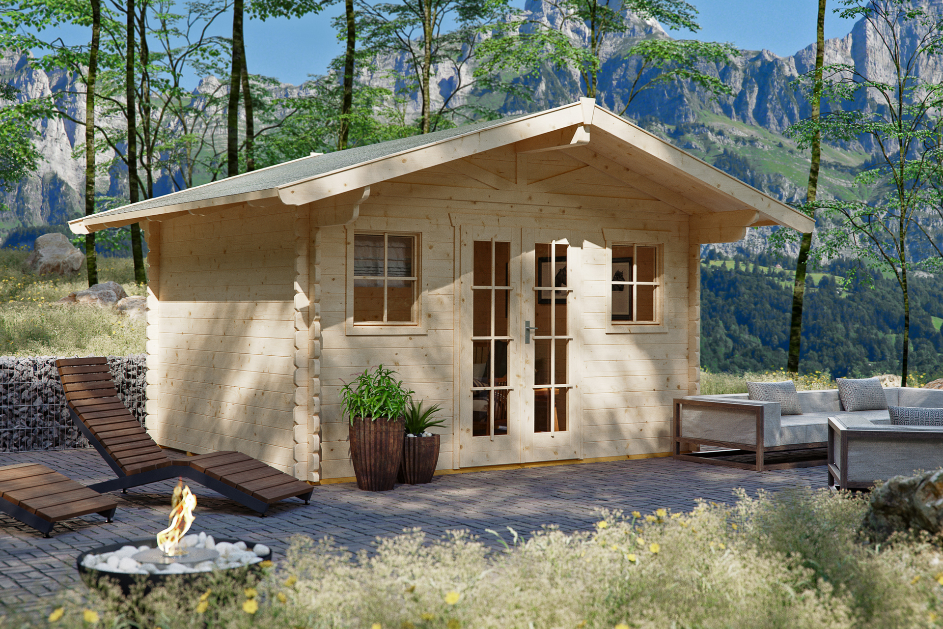 Gartenhaus Davos 1, 380 x 300 cm, natur 1 Gartenhaus Davos 1, 380 x 300 cm, natur