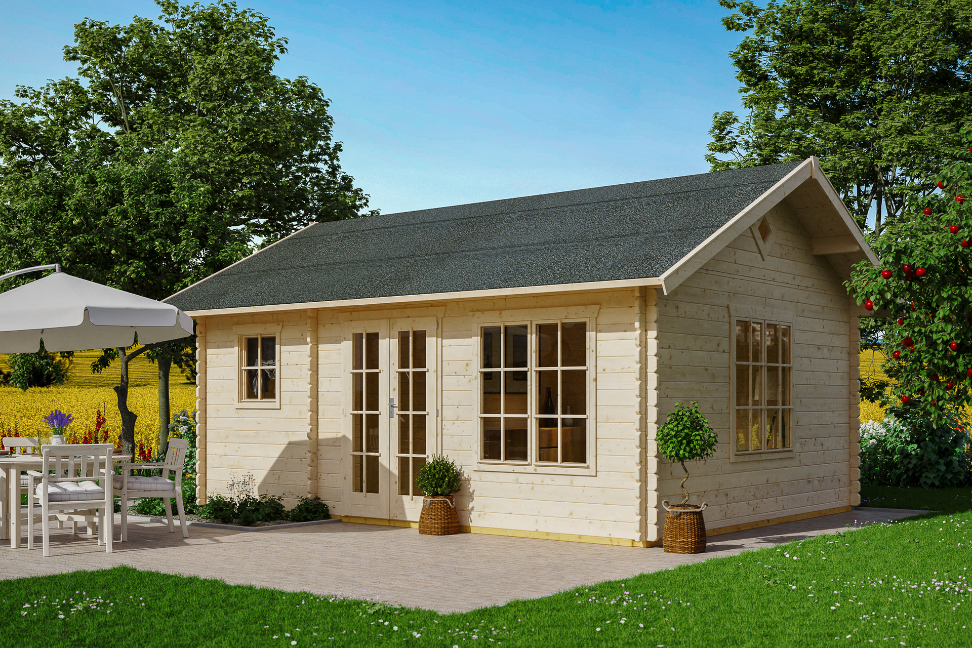 Gartenhaus Esbjerg 1, 45mm 380 x 520cm natur 1 Gartenhaus Esbjerg 1, 45mm 380 x 520cm natur