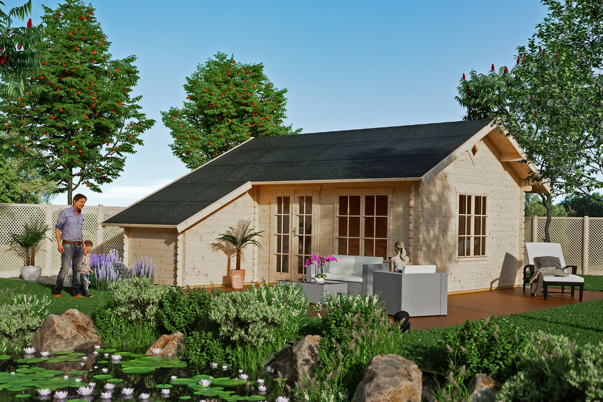 Gartenhaus Esbjerg 1, 45mm 380 x 520cm natur 1 Gartenhaus Esbjerg 1, 45mm 380 x 520cm natur
