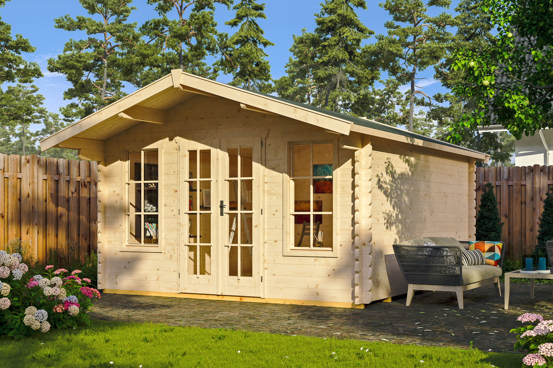 Gartenhaus Trondheim 2, 380x380cm, natur 1 Gartenhaus Trondheim 2, 380x380cm, natur