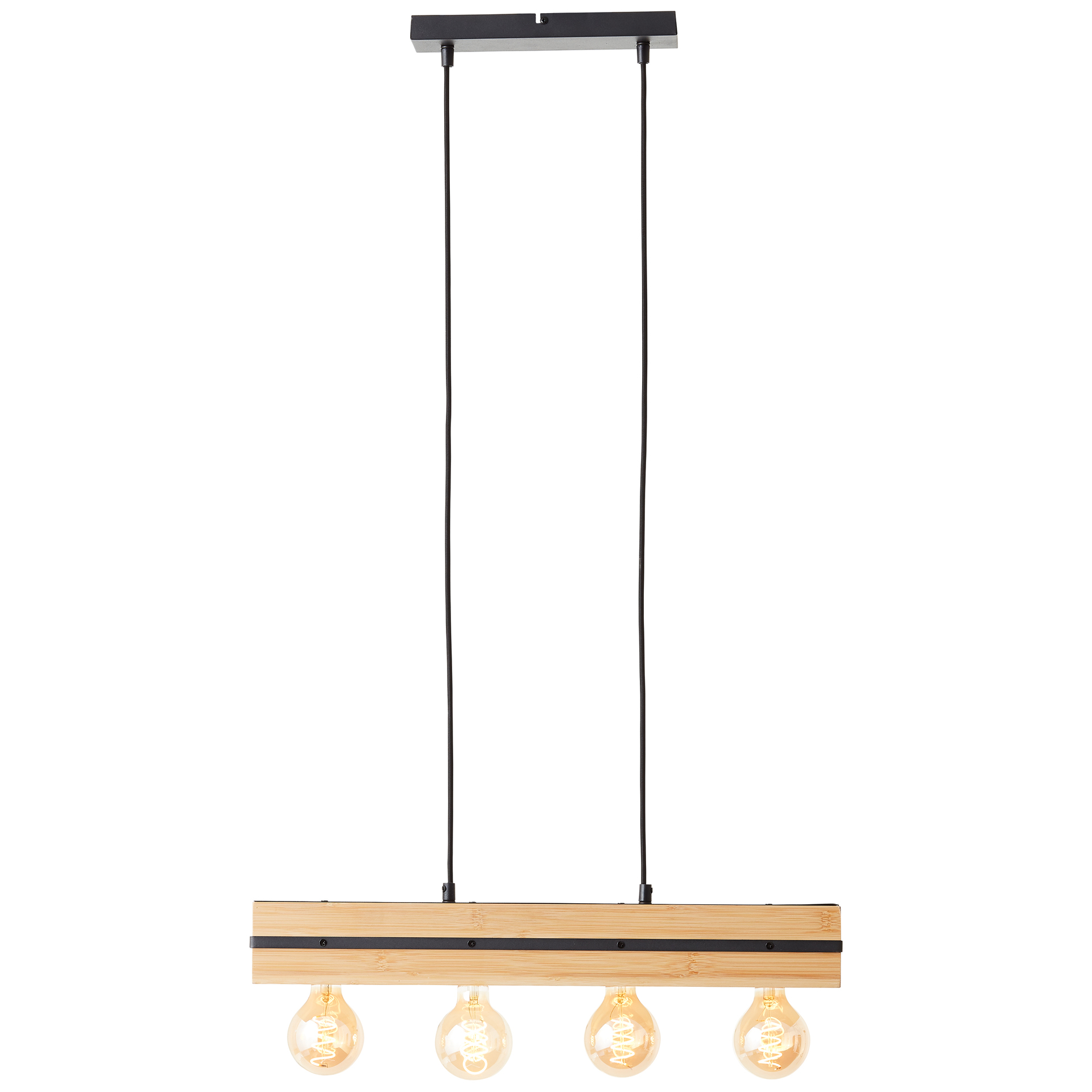 Pendelleuchte Benny 4-flammig, schwarz matt/natur 1 Pendelleuchte Benny 4-flammig, schwarz matt/natur