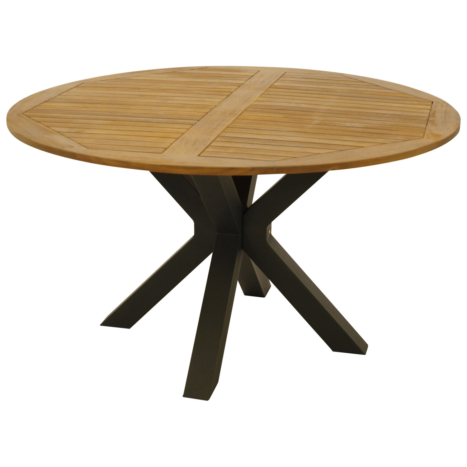 Gartentisch rund, Ø130cm, Stahl /Akazie 1 Gartentisch rund, Ø130cm, Stahl /Akazie