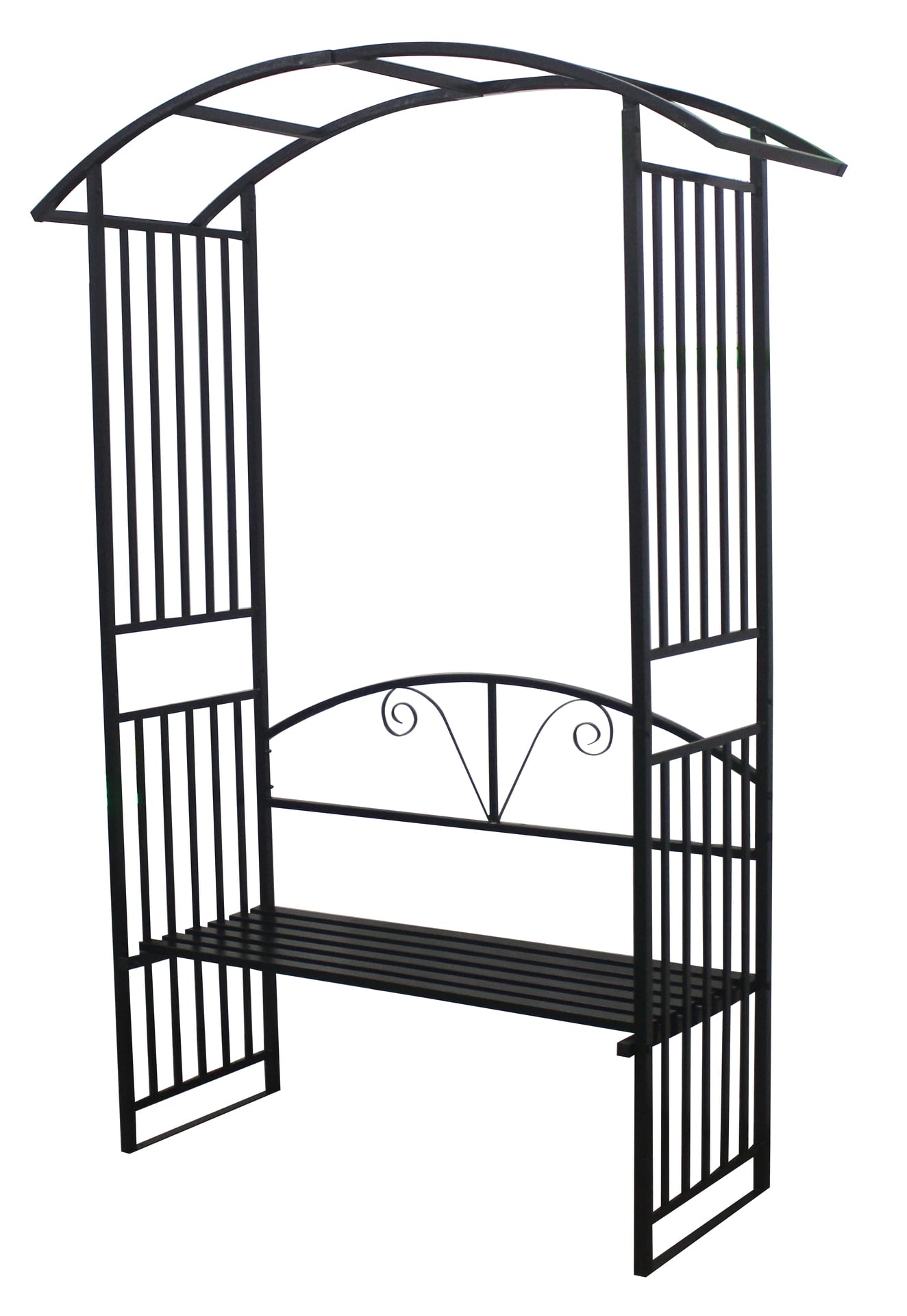 Rosenbogen mit integrierter Sitzbank, Stahl, schwarz 1 Rosenbogen mit integrierter Sitzbank, Stahl, schwarz