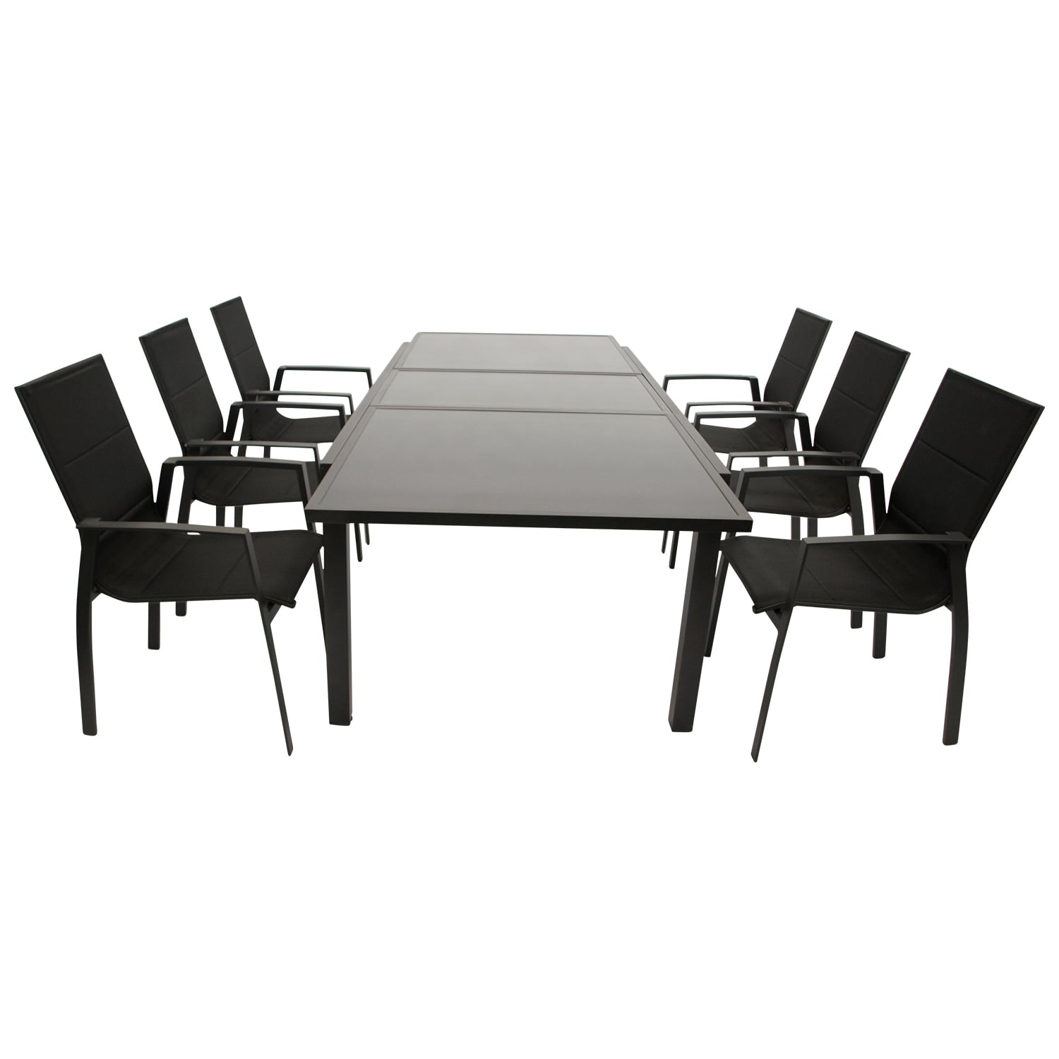 Garnitur 7-teilig, Ausziehtisch, Aluminium/Glas 1 Garnitur 7-teilig, Ausziehtisch, Aluminium/Glas