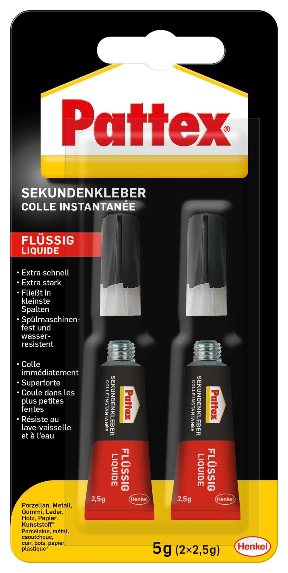 Sekundenkleber Flüssig, 2 x 2,5 g 1 Sekundenkleber Flüssig, 2 x 2,5 g