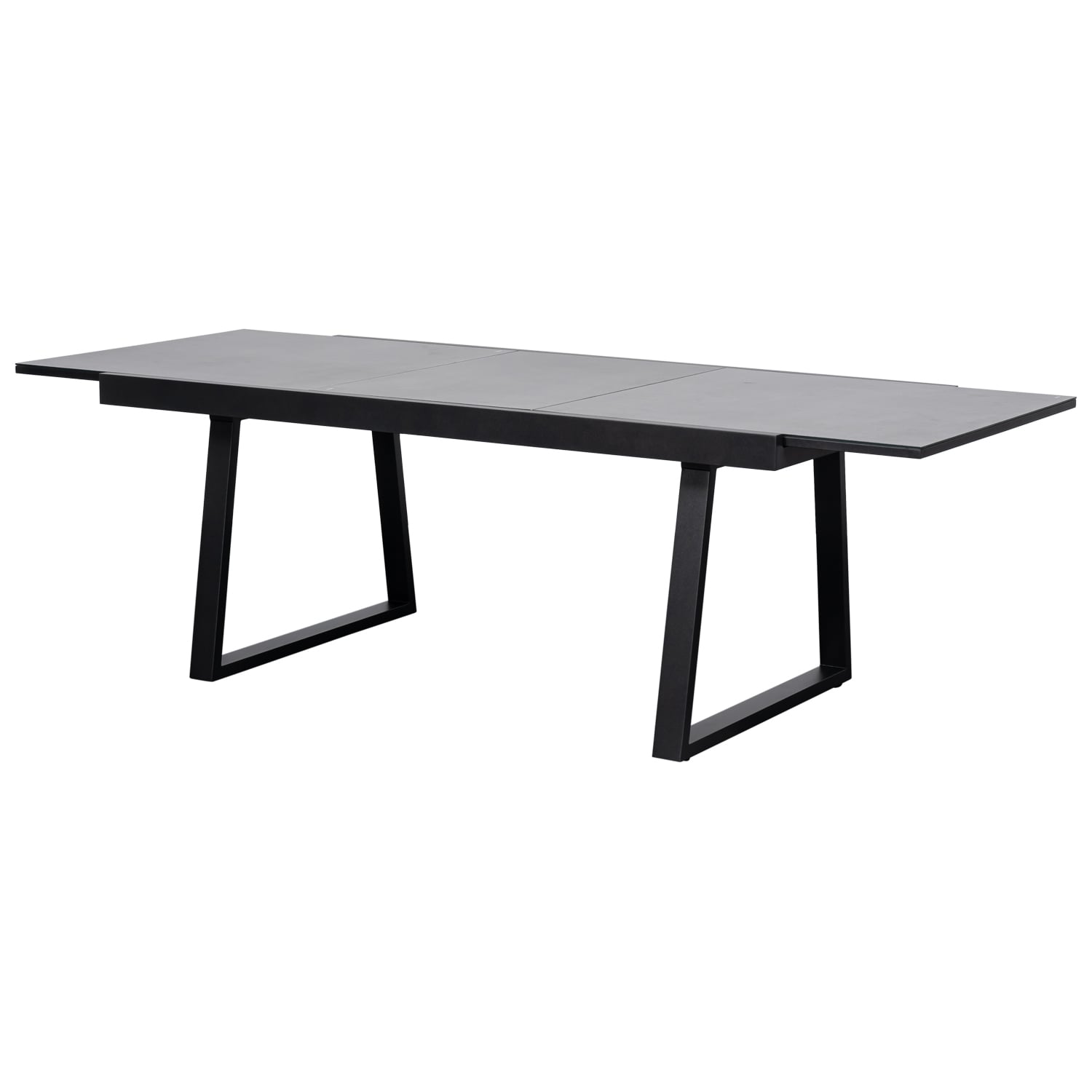 Ausziehtisch 180/240x100cm mit Kufengestell, Alu anthrazit + Glas in Keramikoptik 1 Ausziehtisch 180/240x100cm mit Kufengestell, Alu anthrazit + Glas in Keramikoptik