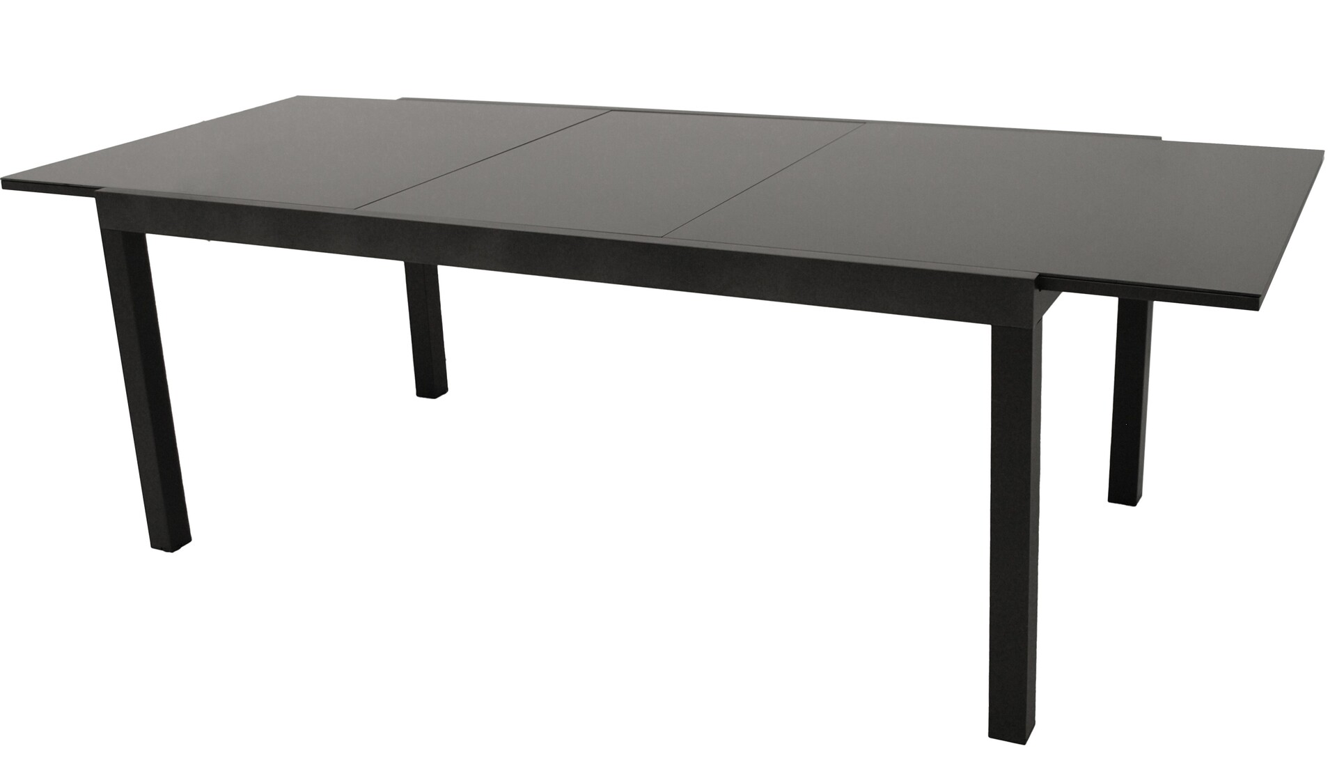 Ausziehtisch 200/300x110cm, Aluminium anthrazit + Glas schwarz 1 Ausziehtisch 200/300x110cm, Aluminium anthrazit + Glas schwarz