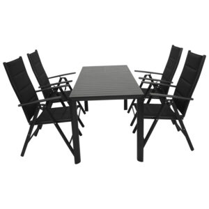 Garnitur 5-teilig, Aluminium, Kunstgewebe schwarz