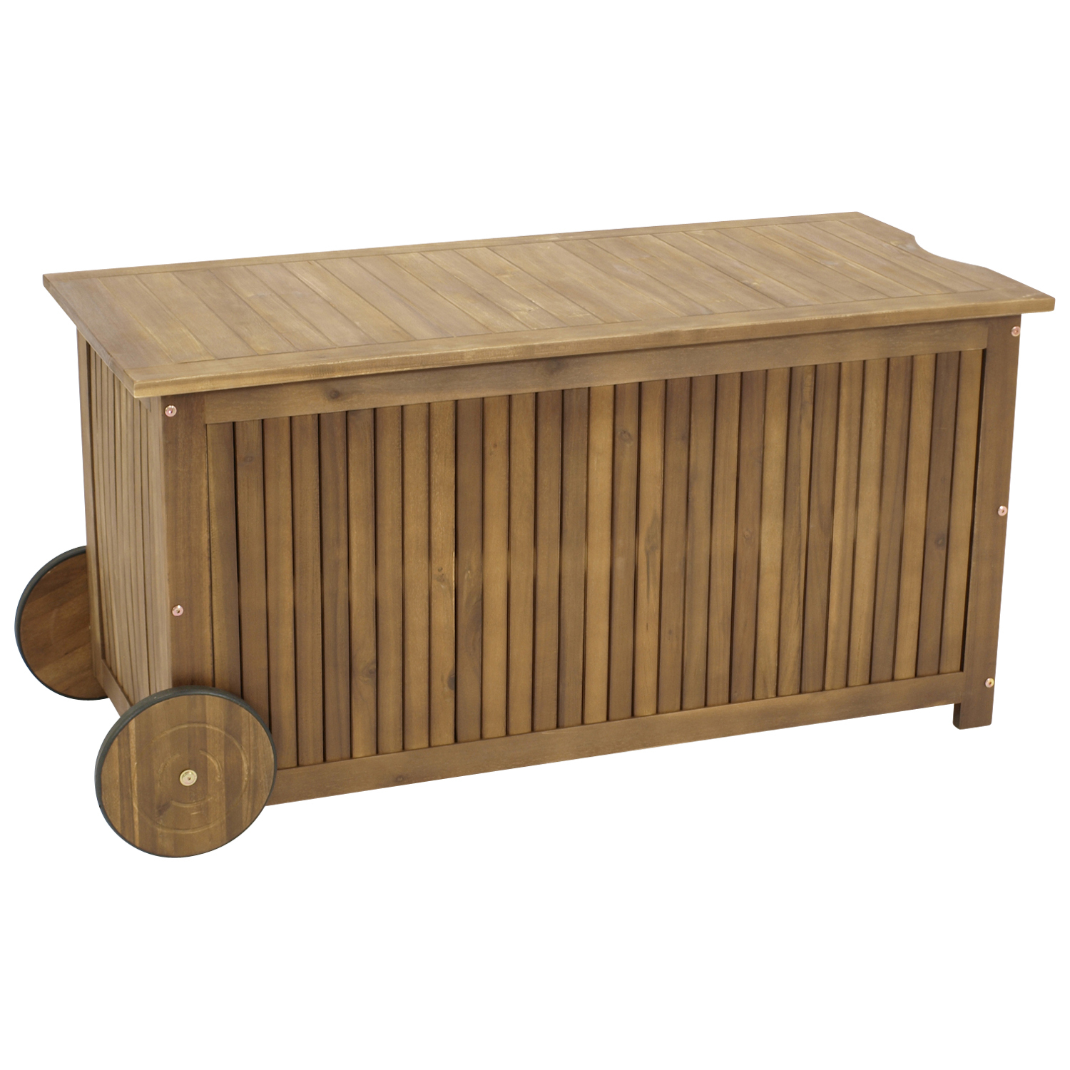 Kissenbox mit Rollen 123x52x59cm, Akazie 1 Kissenbox mit Rollen 123x52x59cm, Akazie