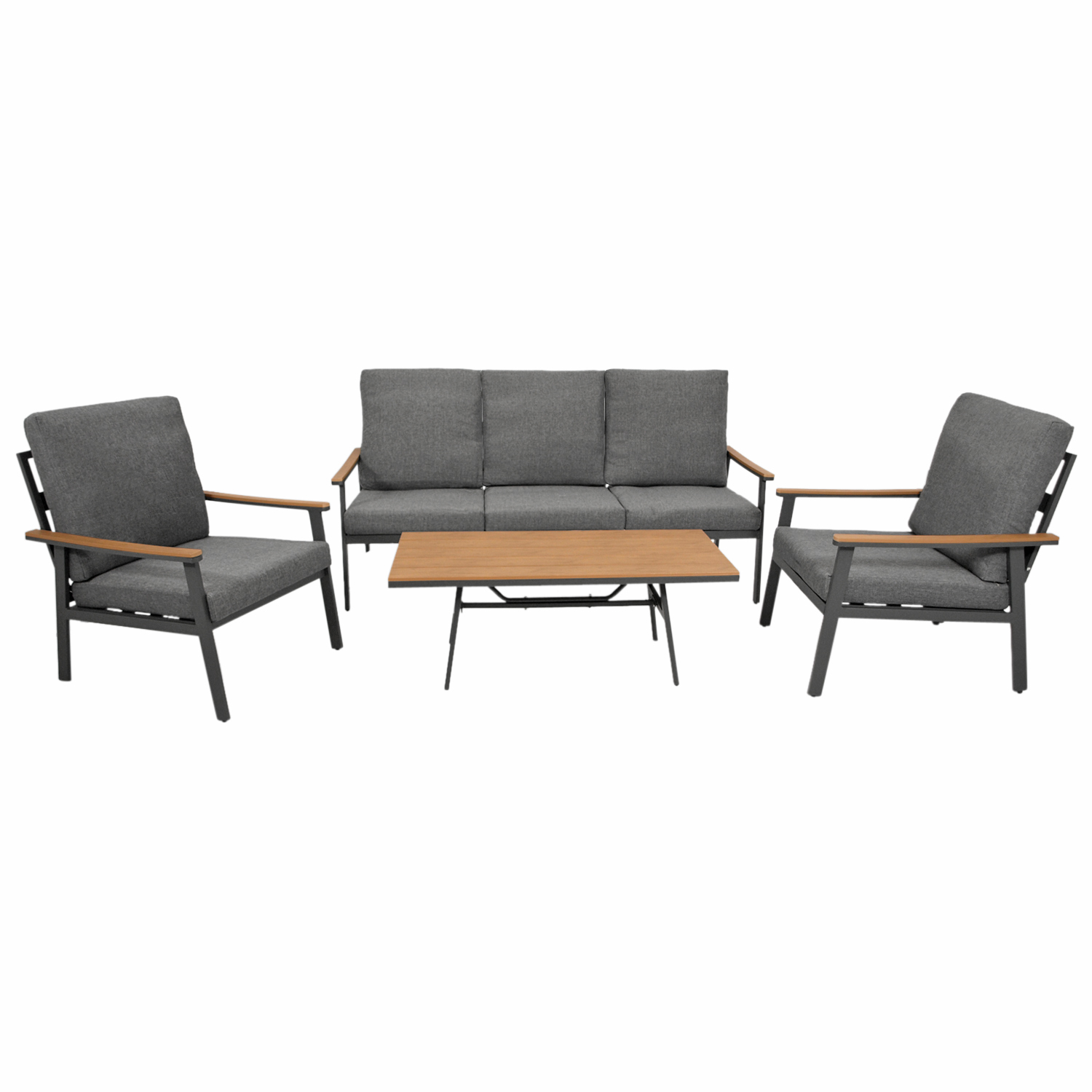Loungeset 4-teilig, Aluminium + Kunstholz 1 Loungeset 4-teilig, Aluminium + Kunstholz