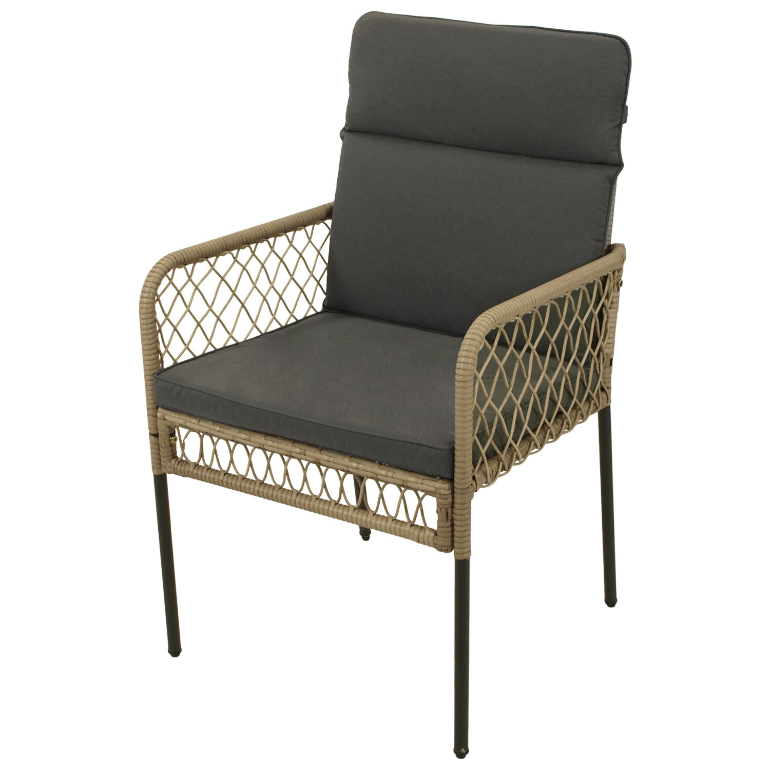 Sessel mit Polster, Metall, Geflecht 1 Sessel mit Polster, Metall, Geflecht