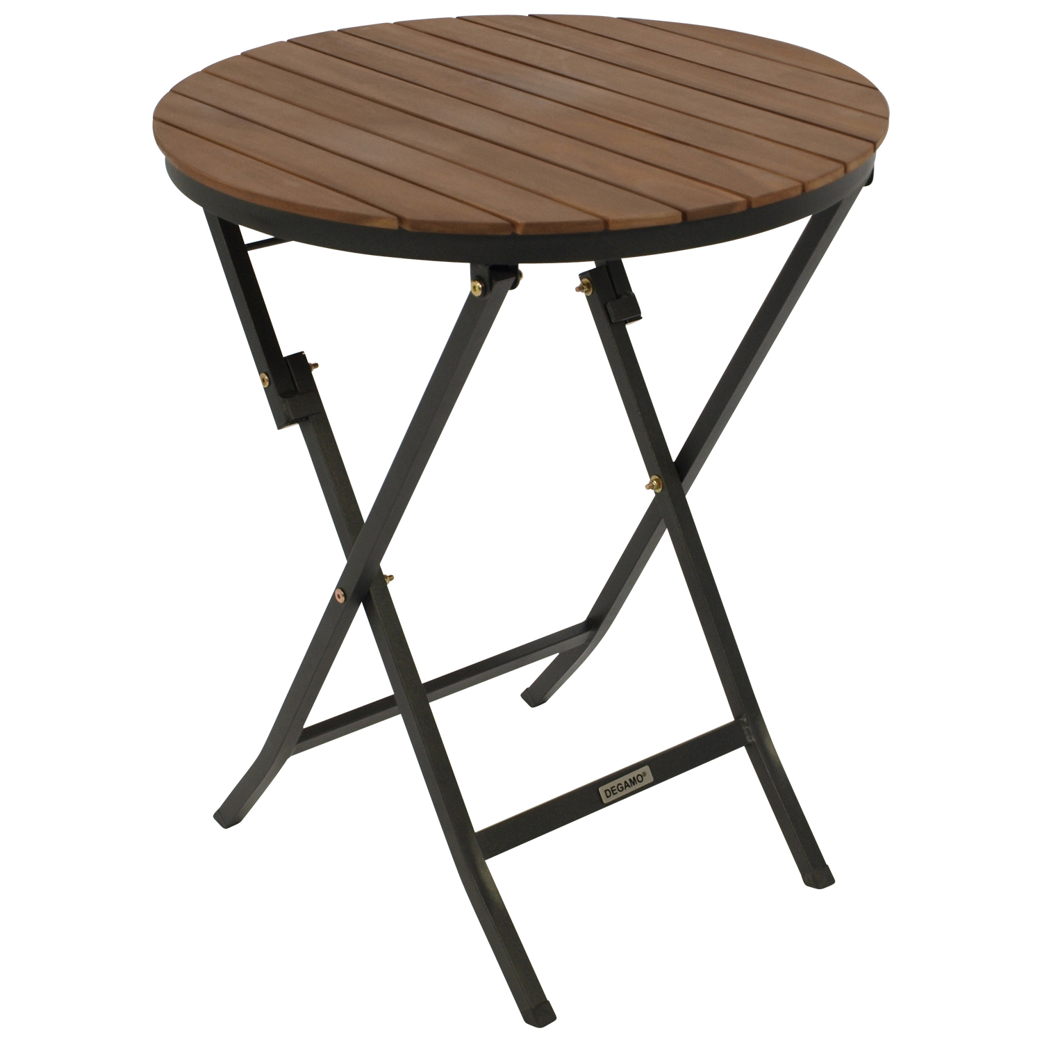 Klapptisch 61cm rund, Stahl, Akazie 1 Klapptisch 61cm rund, Stahl, Akazie