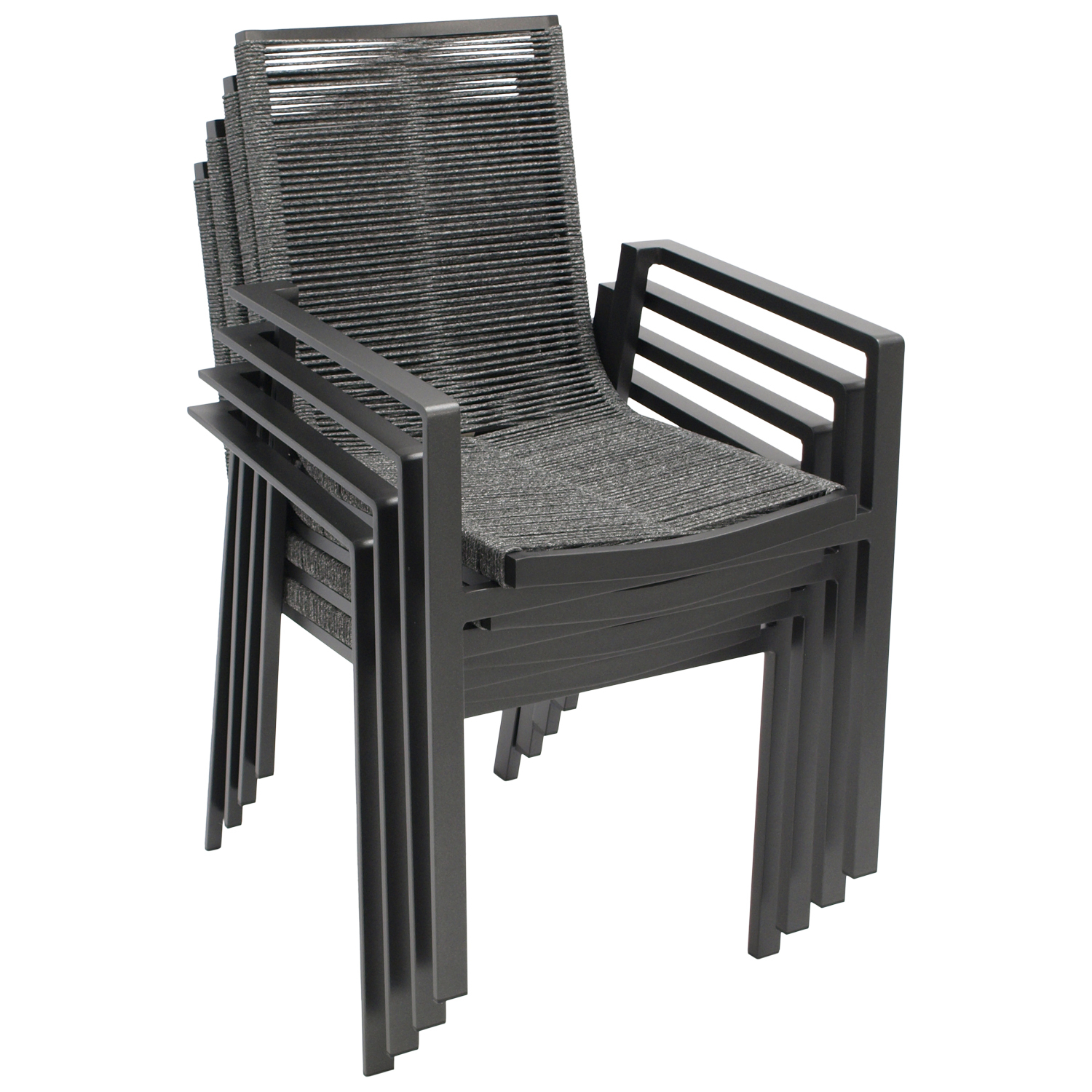 Stapelsessel 4-er Set Aluminium, Rope 4-er Set 1 Stapelsessel 4-er Set Aluminium, Rope 4-er Set