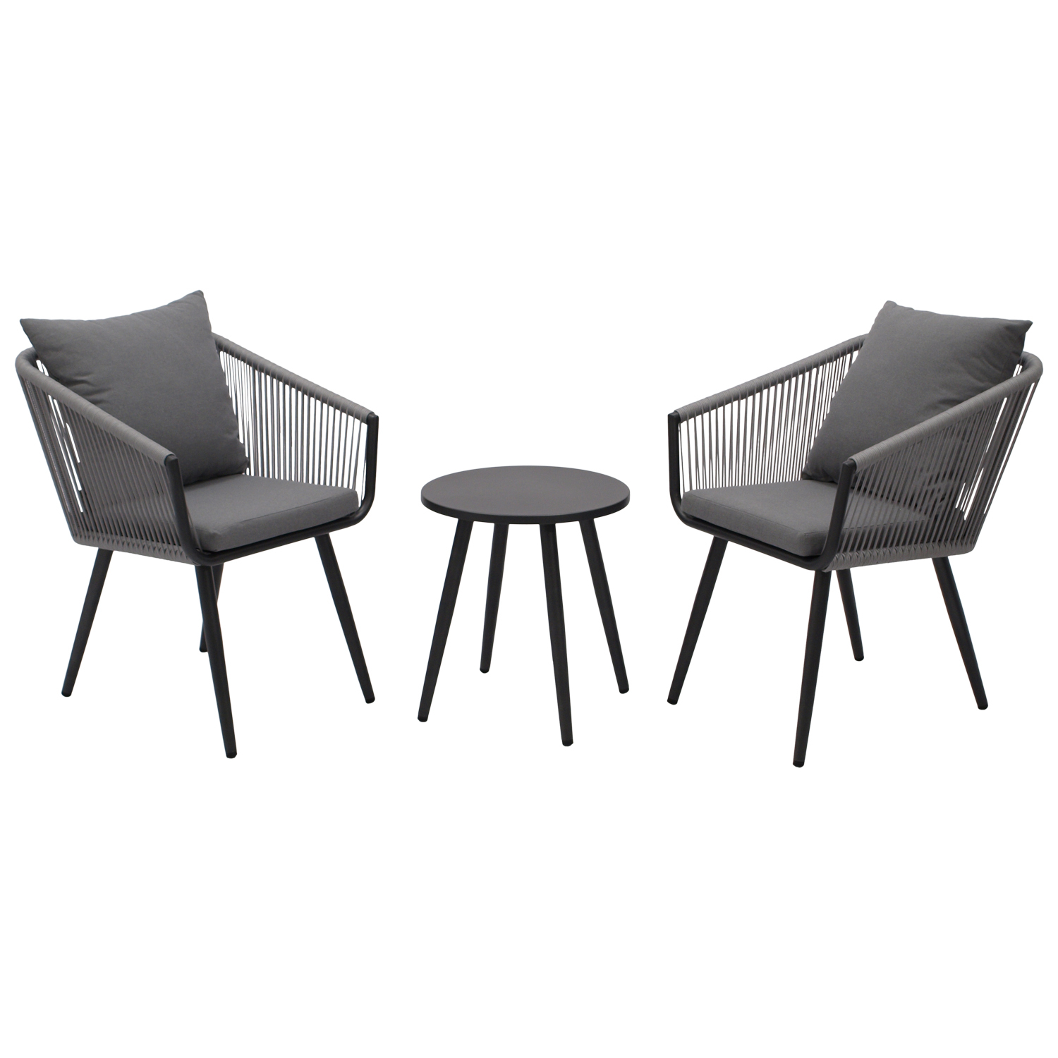 Sitzgruppe 3-teilig, Aluminium mit Rope und Polstern 1 Sitzgruppe 3-teilig, Aluminium mit Rope und Polstern