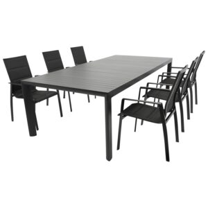 Garnitur 7-teilig, Aluminium, Kunstgewebe, Tischplatte Alu