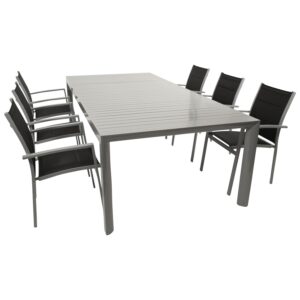 Garnitur 7-teilig, Aluminium, Kunstgewebe, Tischplatte Alu