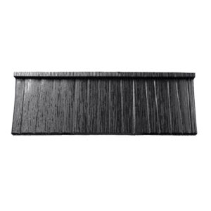 Pfannenmodul Janosik | 0,50 mm | Stahl | Modullänge 380 mm | 35 µm ThyssenKrupp Wood | Tiefschwarz ( RAL 9005 )