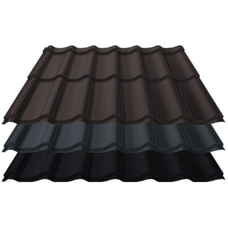 Pfannenblech Kingas Eco+ | 0,50 mm | Stahl | Modullänge 350 mm | 50 µm ThyssenKrupp Matt Premium 1 Pfannenblech Kingas Eco+ | 0,50 mm | Stahl | Modullänge 350 mm | 50 µm ThyssenKrupp Matt Premium