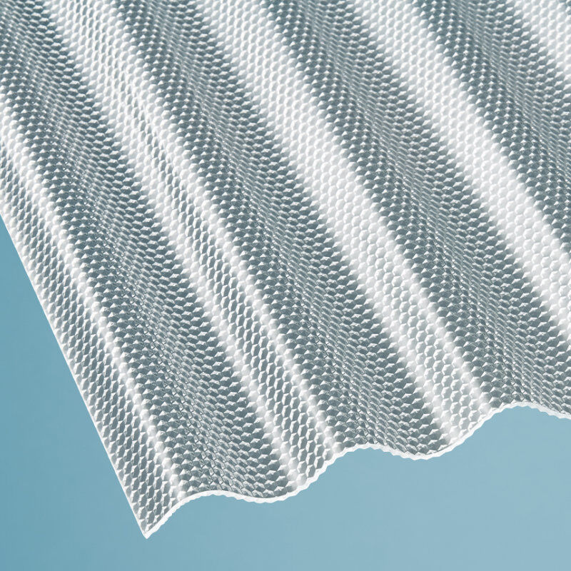 Lichtplatte Polycarbonat | Wellplatte | 76/18 | 2,6 mm | Breite 1045 mm | wabenstruktur | glasklar 1 Lichtplatte Polycarbonat | Wellplatte | 76/18 | 2,6 mm | Breite 1045 mm | wabenstruktur | glasklar