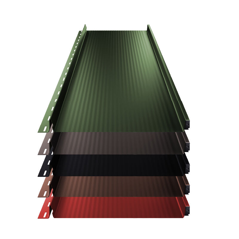 Stehfalz Terrano | Dach & Wand | 0,50 mm | Stahl | Nanowelle | 316 mm Breite | 25 µm Polyester 1 Stehfalz Terrano | Dach & Wand | 0,50 mm | Stahl | Nanowelle | 316 mm Breite | 25 µm Polyester