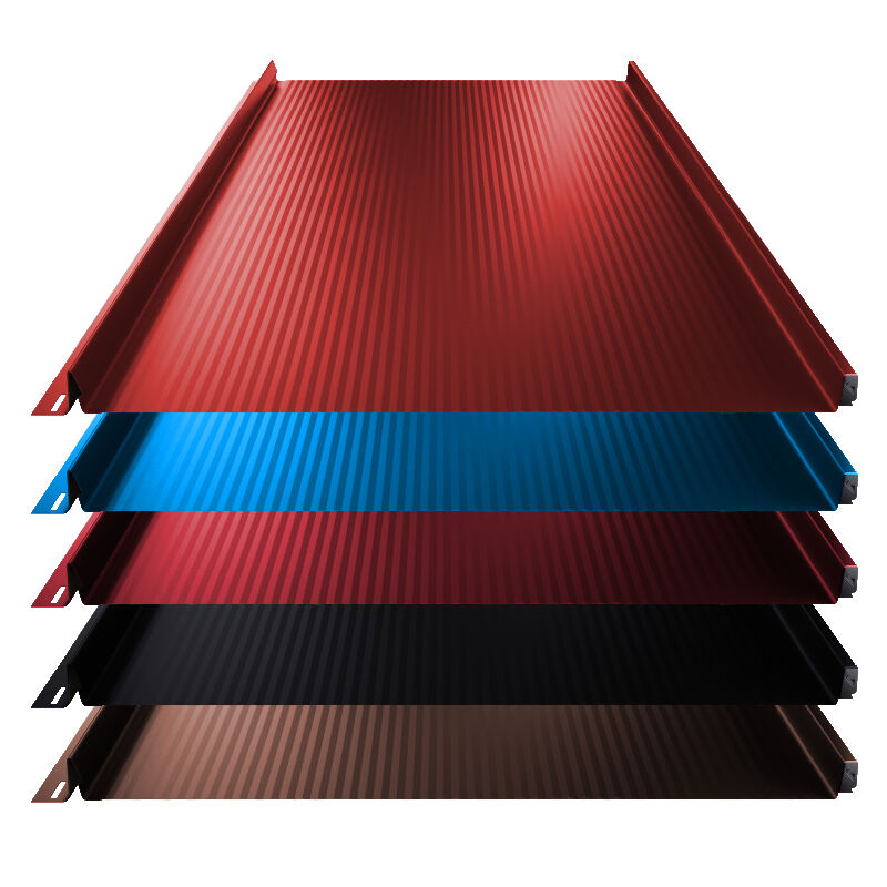 Stehfalz Terrano | Dach & Wand | 0,50 mm | Stahl | Nanowelle | 525 mm Breite | 25 µm Polyester 1 Stehfalz Terrano | Dach & Wand | 0,50 mm | Stahl | Nanowelle | 525 mm Breite | 25 µm Polyester